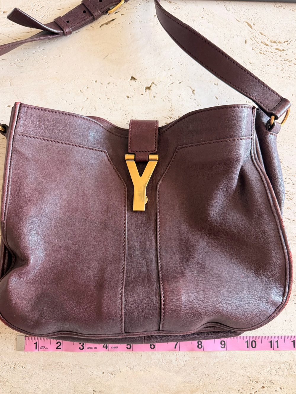 Yves Saint Laurent Burgundy Leather Shoulder Bag - Picture 10 of 10